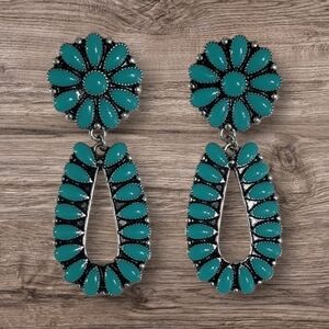 Turquoise Squash Blossom Earrings New